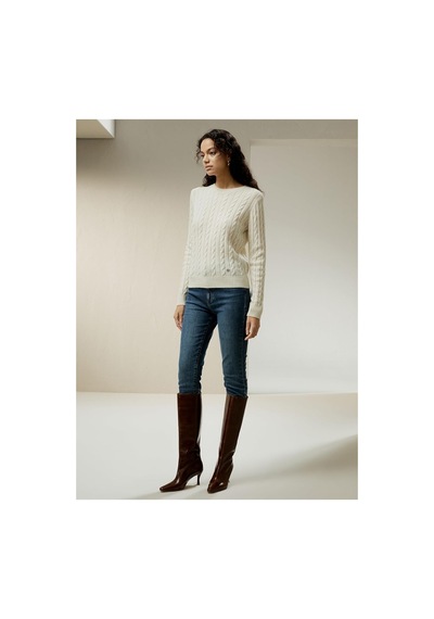 Youknitwear You Rio Bisiklet Yaka Kadın Kazak Beyaz