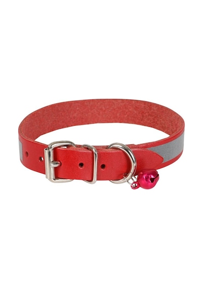Cattie Reflektörlü Deri Kedi Boyun Tasması XL 1.5x28-32CM Kırmızı