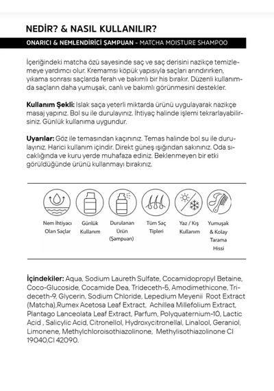 Matcha Kuru Ve Güçsüz Saçlara Özel Mucize Şampuan Tüm Saç Tipleri