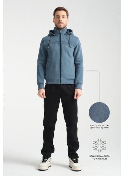 Shooter Sportswear Shooter Kışlık Erkek Eşofman Takımı İçi Şardonlu Kapüşonlu Regular Kalıp Orman Yeşili