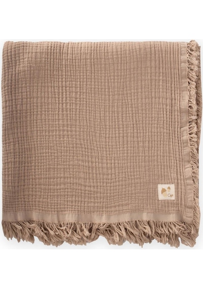 Cigit Dört Kat Kat Püsküllü Battaniye 80x120 Cm Vizon Vizon