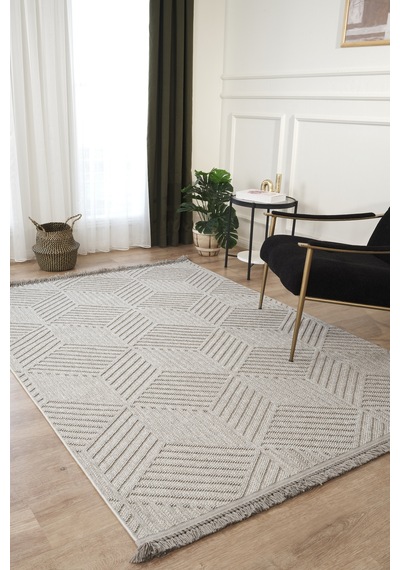 Mariesse Home Naturel Bukleli Yumuşak Dokulu Iskandinav Yolluk Dokuma Halı Oturma Odası Mutfak Halısı Koridor 609 Gri