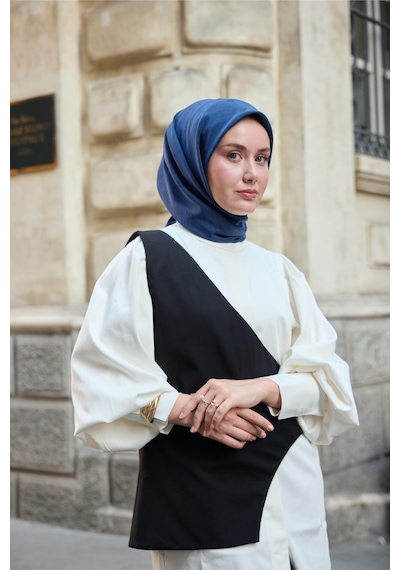 Silk Home Monogram Pamuk İpek Eşarp 130001-08 lacivert