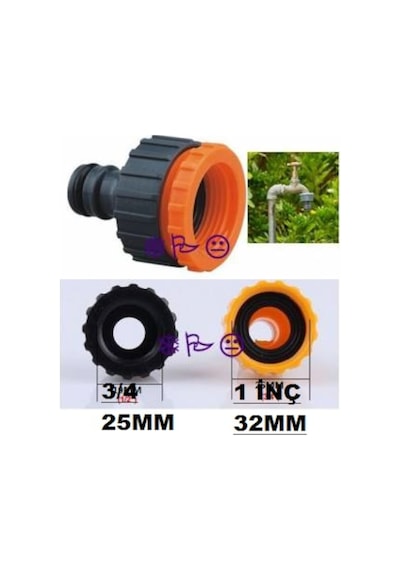 Herly Otomatik Bahçe Musluk Bağlantı Adaptörü 1Inç Ve 3/4 Musluk