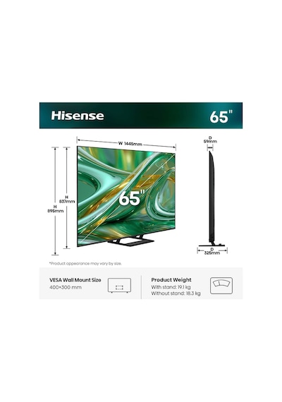 Hisense 65E8S 65" 164 Ekran Uydu Alıcılı Smart 4K UHD VIDAA ULED Mini Led TV