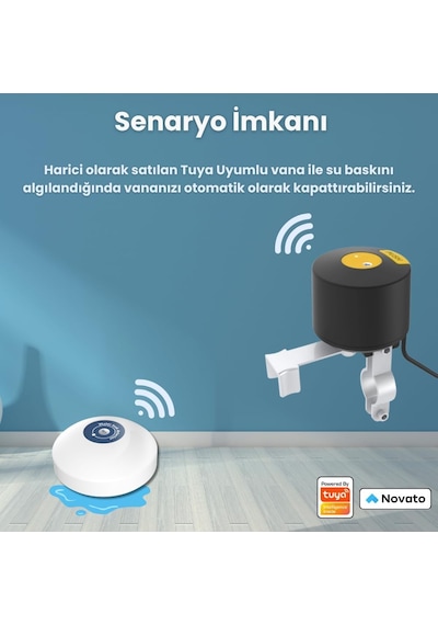 Zigbee Su Baskını Sensörü - Dahili Alarmlı Tuya, Smart Life , Zigbee2mqtt Uyumlu Zsb-01
