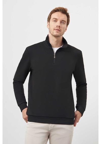 Morven Erkek Siyah Fermuarlı Bato Yaka Sweat-shirt 25ks063001001 Siyah Siyah