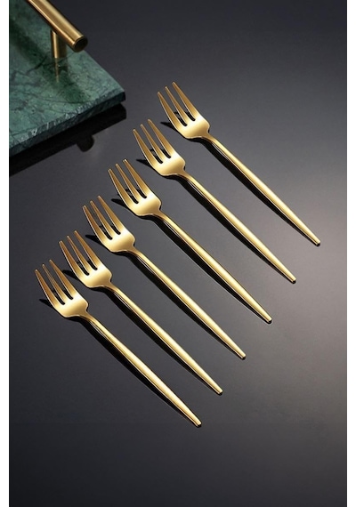 410 Çelik 12 Adet Gold Renk Tatlı Ve Meyve Çatalı Cin611sr-12 Diğer