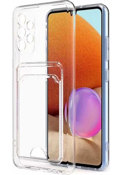 Samsung Uyumlu Galaxy A73 Kılıf Kartlıklı Şeffaf Zore Setra Clear Silikon Kapak Renksiz