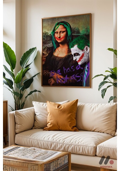 Mona Lisa Pop Art Mashup, Ahşap Çerçeveli Duvar Tablosu - Renkli Ev Dekorasyonu