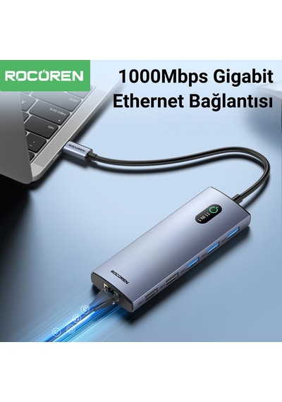 Rocoren 11 Portlu 4k 30hz Hdmı Gigabit Ethernet Sd Tf Kart Okuyuculu 3.5mm Jack Usb Hub Çoklayıcı