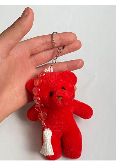 Kırmızı Peluş Ayıcıklı Anahtarlık/çanta Süsü & Araba İçi Süs/el Yapımı Hediye Kırmızı
