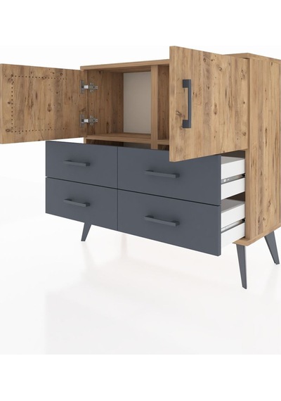 Arges Şifonyer 2 Raflı 4 Çekmeceli 2 Kapaklı 88x30x80 Çam-çam/antrasit Çam/antrasit Arges Şifonyer 2 Raflı 4 Çekmeceli 2 Kapaklı 88x30x80 Çam-çam/antrasit Çam/antrasit