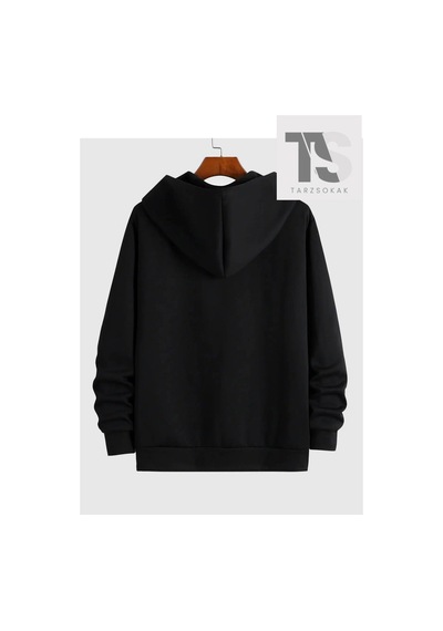 Tarzsokak New York Yazılı Sweatshirt Fermuarlı Hırka Siyah