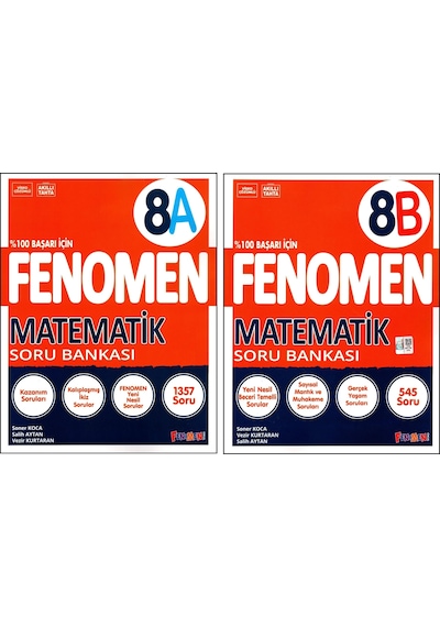Fenomen 8. Sınıf Lgs Matematik Soru Bankası A + B Kitabı 2 Kitap