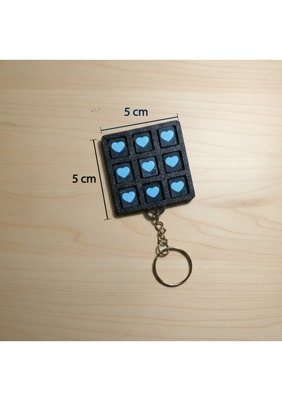 Kalp Ve Daire Temalı 3d Xox Oyun Anahtarlığı Siyah