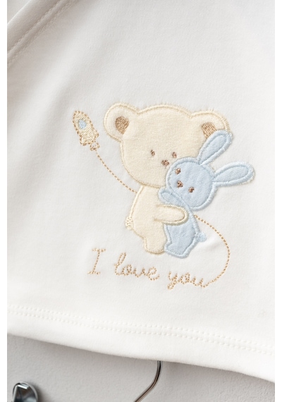 Bebitof Sarılan Ayıcık Desenli 10 Parça Kutulu Yenidoğan Hastane Çıkışı Zıbın Seti Mavi
