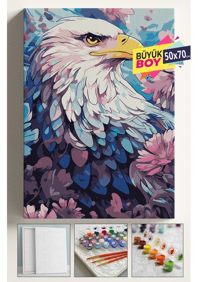 Sayılarla Boyama Seti Numaralı Tuval Fırça Boya Dahil Kasnaklı Set 50x70 Cm - Şahin