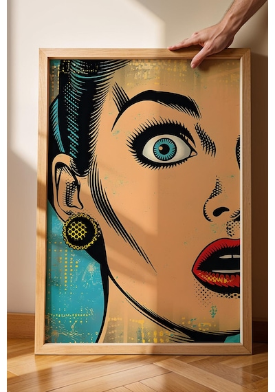Şaşırmış Kadın Pop Art Çerçeveli Tablo - Pop Art Poster Tablo