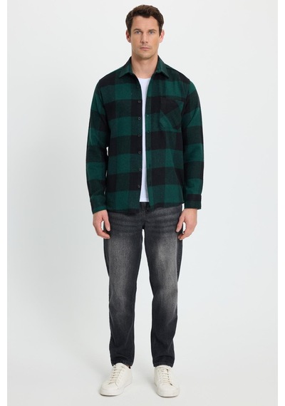 Tudors Erkek Regular Fit Klasik Fit Kareli Cepli Oduncu Gömlek-41749 Çok Renkli