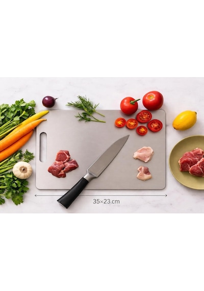 Paslanmaz Çelik Kesim Panosu, Metal Kesme Tahtası 35x23 Cm Diğer