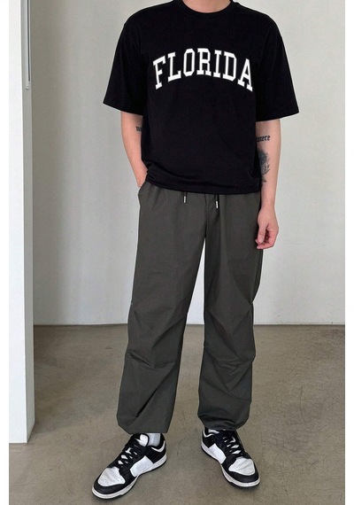 Unisex Florida Baskılı Tasarım Tshirt Lacivert