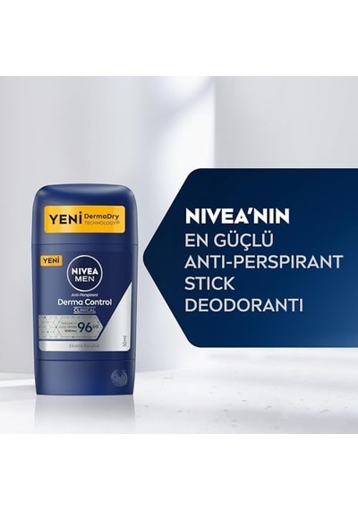 Men Erkek Stick Deodorant Derma Control Clinical 50 Ml, 96 Saat Üstün Koruma