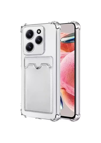 İnfinix Hot 40 Pro Kapak İle Uyumlu Kartlıklı Darbe Emici Özellikli Şeffaf Silikon Kılıf