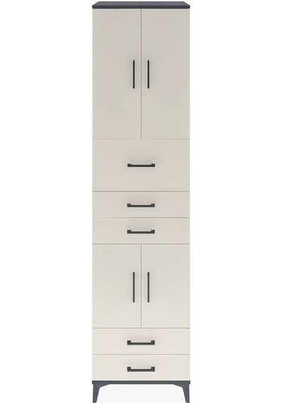 Hyperion Dolap 4 Raflı 5 Çekmeceli 4 Kapaklı 60x44x243 Antras... Antrasit