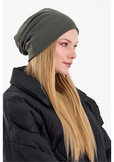 Kadın Termal %100 Pamuklu Soft 2 Stil 1 Arada Bere Premium Cuts Serisi - Standart / Haki Haki