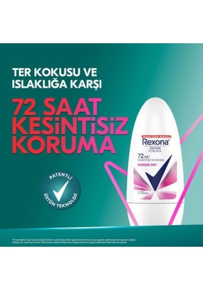 50 Ml Powder Dry Kadın Roll On Deodorant, 72 Saat Koruma