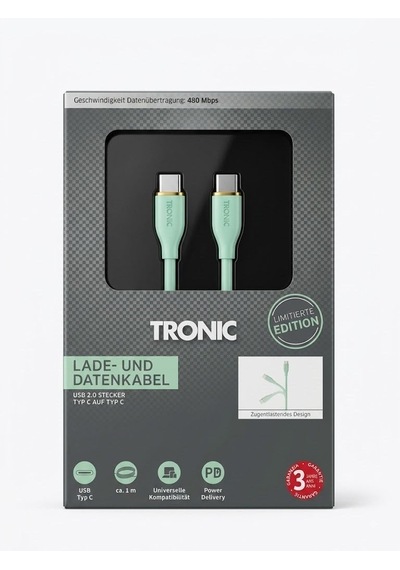 Tronic Type-c To Type-c Hızlı Şarj Ve Veri Kablosu - Pd Destekli 1 Metre Su Yeşili / Mint Yeşili Limitiere Edition