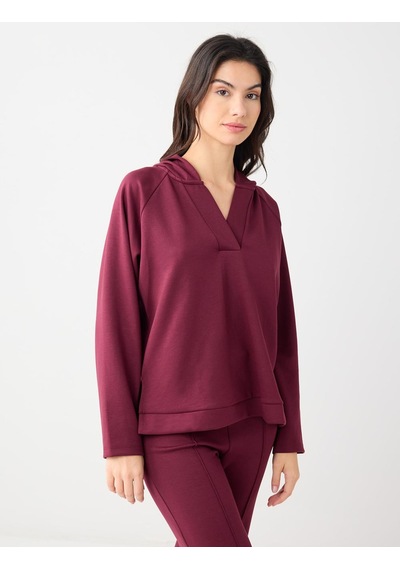 Jimmy Key Jimmy Key Bordo Uzun Kollu Kapüşonlu Örme Sweatshirt 5ww235917562