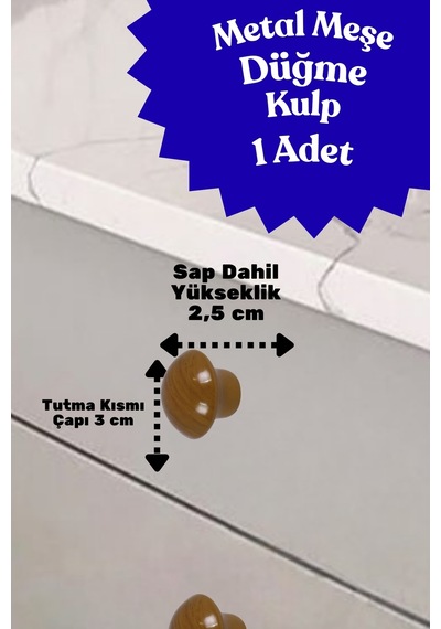 Klc Metal Yuvarlak Meşe Düğme Kulp - Çocuk Odası, Mutfak Ve Dolap İçin Modern Çekmece Kulbu Kulpları Meşe Meşe