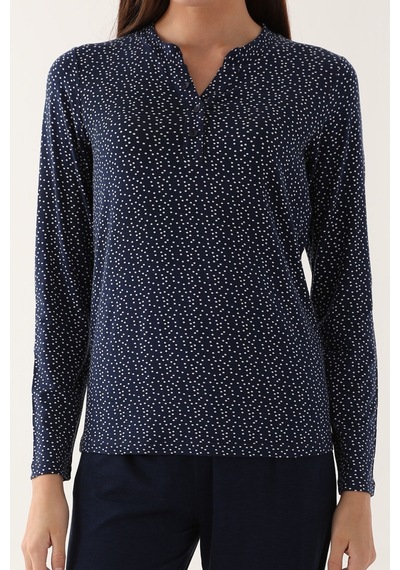 Arnetta Dotted Lacivert Kadın Uzun Kol Pijama Takım