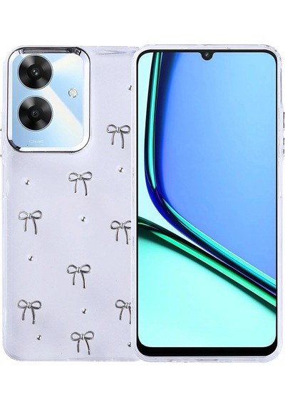 Realme Note 60 Kılıf Airbag Tasarımlı Simli Şeffaf Zore Kutup Kapak Fiyonk