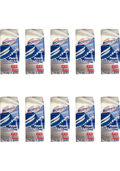 Poppy Plastik Lüks Tek Kullanımlık Bıçak - 18 Cm. - Şeffaf - 50 Adetlik 10 Paket Şeffaf