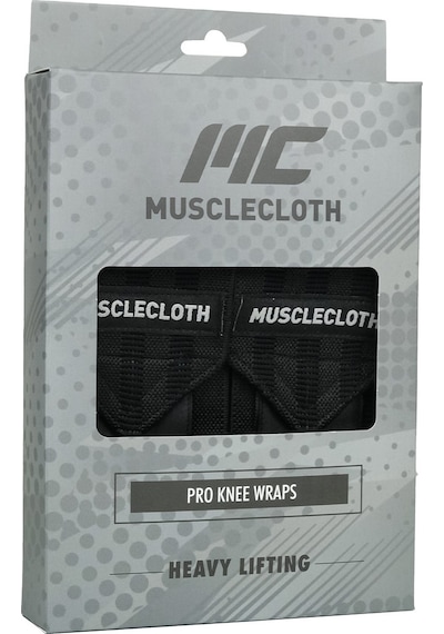 Musclecloth Pro Knee Wraps Diz Bandajı 2'li Paket - Cırt Bantlı Siyah