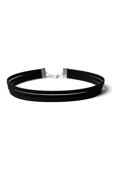 Siyah Renk Süet Kadın Choker Kolye Renkli