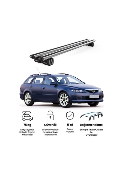 Pençe Mazda Atenza Sw 2002-2008 Uyumlu Gri Ara Atkı Port Bagaj Tavan Barı