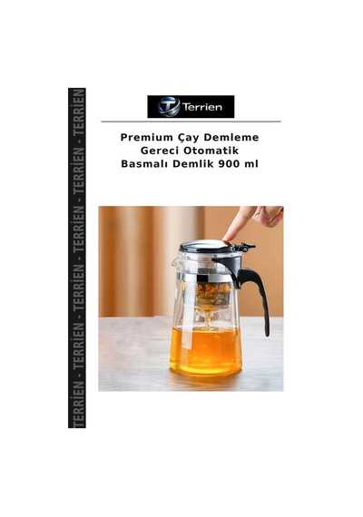 Premium Çay Demleme Gereci Otomatik Basmalı Demlik 900 Ml Şeffaf