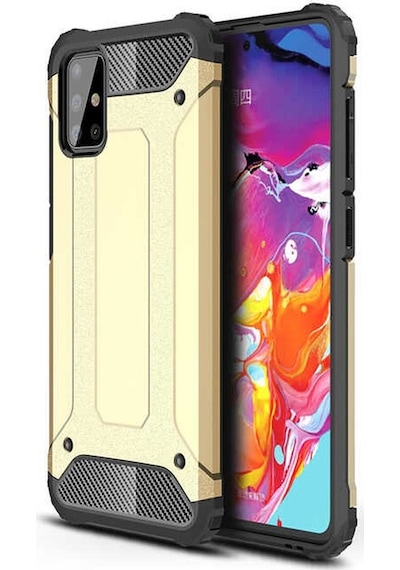 Noktaks - Samsung Galaxy Uyumlu M31s - Kılıf Çift Katman Zırh Tank Crash Military Kapak - Gold
