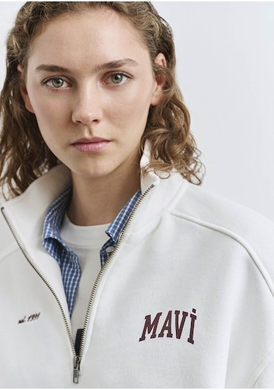 Mavi Logo Baskılı Kırık Beyaz Kadın Sweatshirt M1s10373-70057 Kırık Beyaz