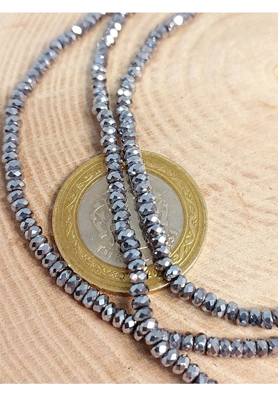 Yasam Tohumu Hematit Taşı Rondela Faset Kesim Dizi 3 1,5 MM 41225 Gümüş