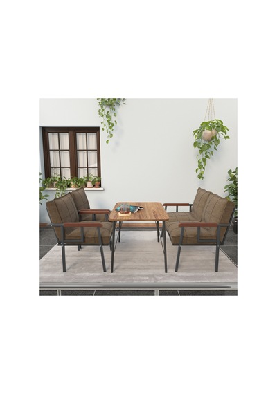 Mygusi Modern Balkon, Bahçe, Cafe - Metal Kanepe Koltuk Takımı - 2+1+1 60x90 Cm Masalı - Kahverengi Mygusi Modern Balkon, Bahçe, Cafe - Metal Kanepe Koltuk Takımı - 2+1+1 60x90 Cm Masalı - Kahverengi