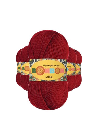 Tedar 5 Adet Lüks Patik İpi Yünü Koyu Kırmızı 98296 Najmaddin (No:1) 8.5Cm X 10.5 Cm