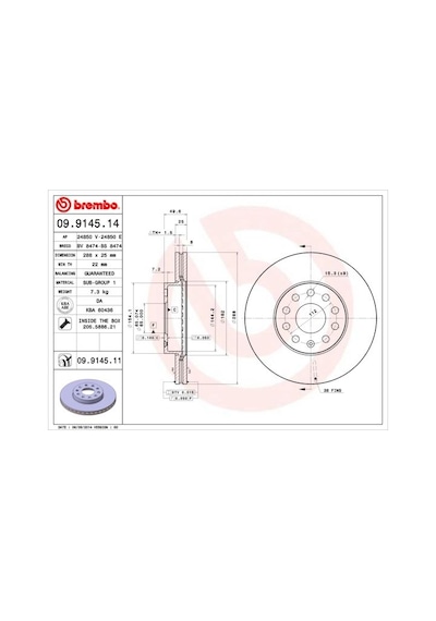 Fren Diski Ön Vw Caddy-passat-golf 5/6/7- Skoda Octavıa Ford Connect 23 Çap: 288mm. Kalınlık: 25mm Delik: 9 2 Adet 1k0615301t-vwn3ca1125aa