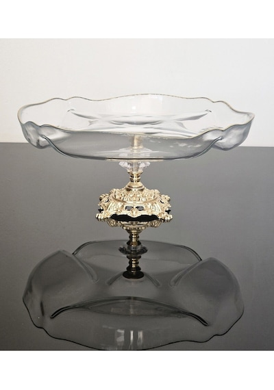 Atabey Home Bölmeli Servis Tabaği Döküm Ayakli Gold Detayli & Sunumluk & Kahvaltilik & Çerezlik 30cm