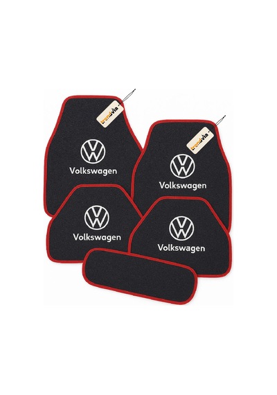 Volkswagen Logolu Antrasit Kırmızı Oto Halı Paspas Seti 5 Parç L Şık Ve Kaymaz Zemin Koruma