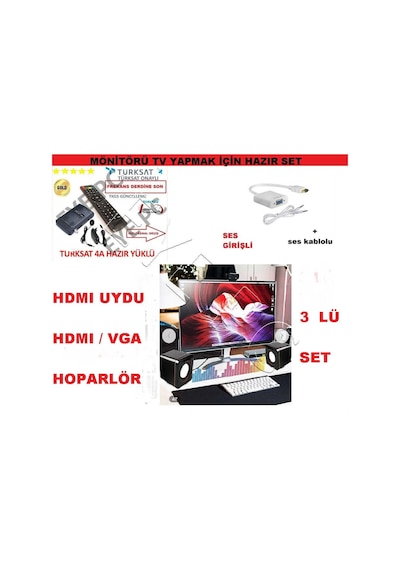 Bilgisayar Monitörü Tv Yapmak için Çevirici Set Hdmi Uydu Hoparlö